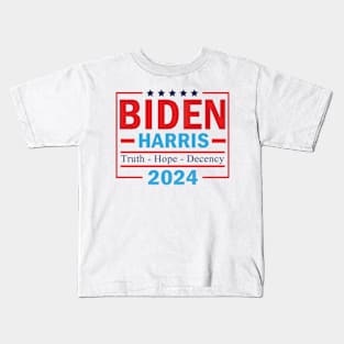 Biden Harris 2024 Truth Hope Decency Kids T-Shirt